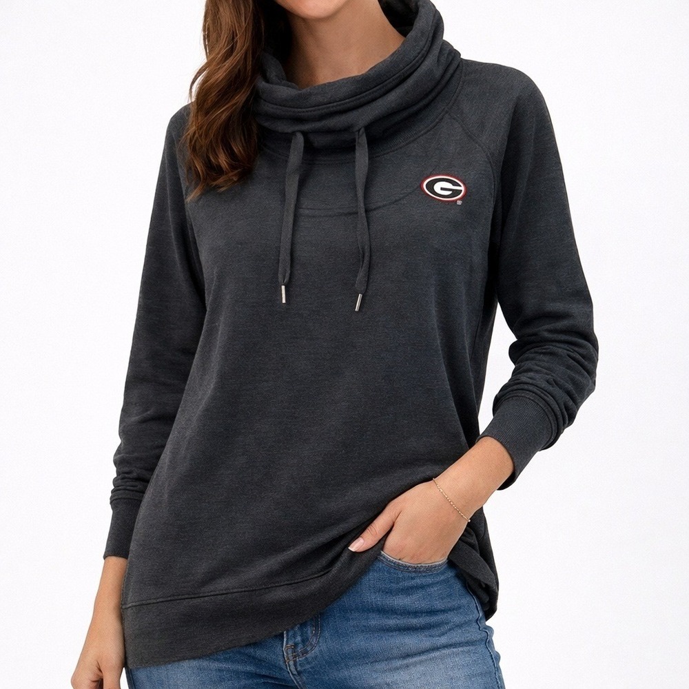 Columbia Georgia Bulldogs Sweatshirt Womens L Black Cowl Neck Pullover Game Day